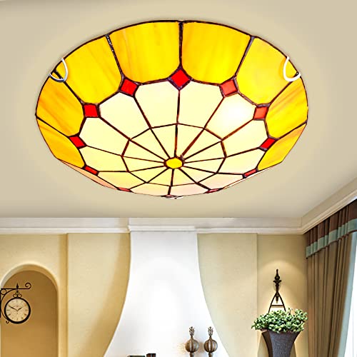 Lámpara de techo LED de vidrieras estilo mediterráneo vintage regulable LWX amarillo 5