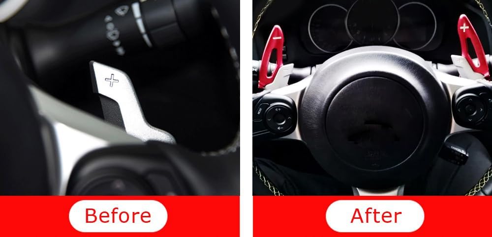 iJDMTOY JDM Style RS Red Aluminum Large Paddle Extensions Compatible with Subaru 2017-2021 BRZ, 2017-2021 Toyota GT86