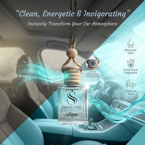 Image of Car Perfume Air Freshener | Long Lasting Fragrance for Car Interior | Premium Luxury Scent for Fresh & Pleasant Drive | Easy to Use Car Freshener for All Vehicles (Aqua)