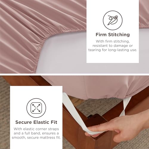 Image of Bedsure Deep Pocket Twin Sheets Set - Fits Mattresses Up to 21 Inches Thick -3 Piece GentleSoft Bed Sheets, Moisture Wicking, Soft & Cooling Bedsheet & Pillowcases, Easy & Secure Fit, Dusty Pink