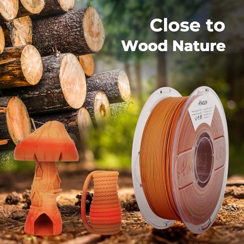 Image of AMOLEN 3D Printing Filament Light Wooden Rainbow Color Change Printer Filament PLA 1KG Spool 1.75mm Red Cedar Maple /Chestnut /Oak /Candlelight 1KG /2.2lb Fit Most FDM and Printer Pen