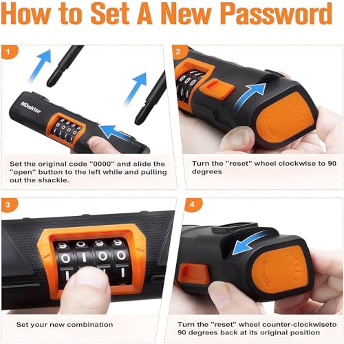 Image of NDakter Bike Locks Heavy Duty Anti Theft, Combo Bike U Lock, 4-Digit Resettable Combination Bicycle Lock, Large U Shaped Ebike Lock for Electric Bike, Escooter, Motorcycle,Door