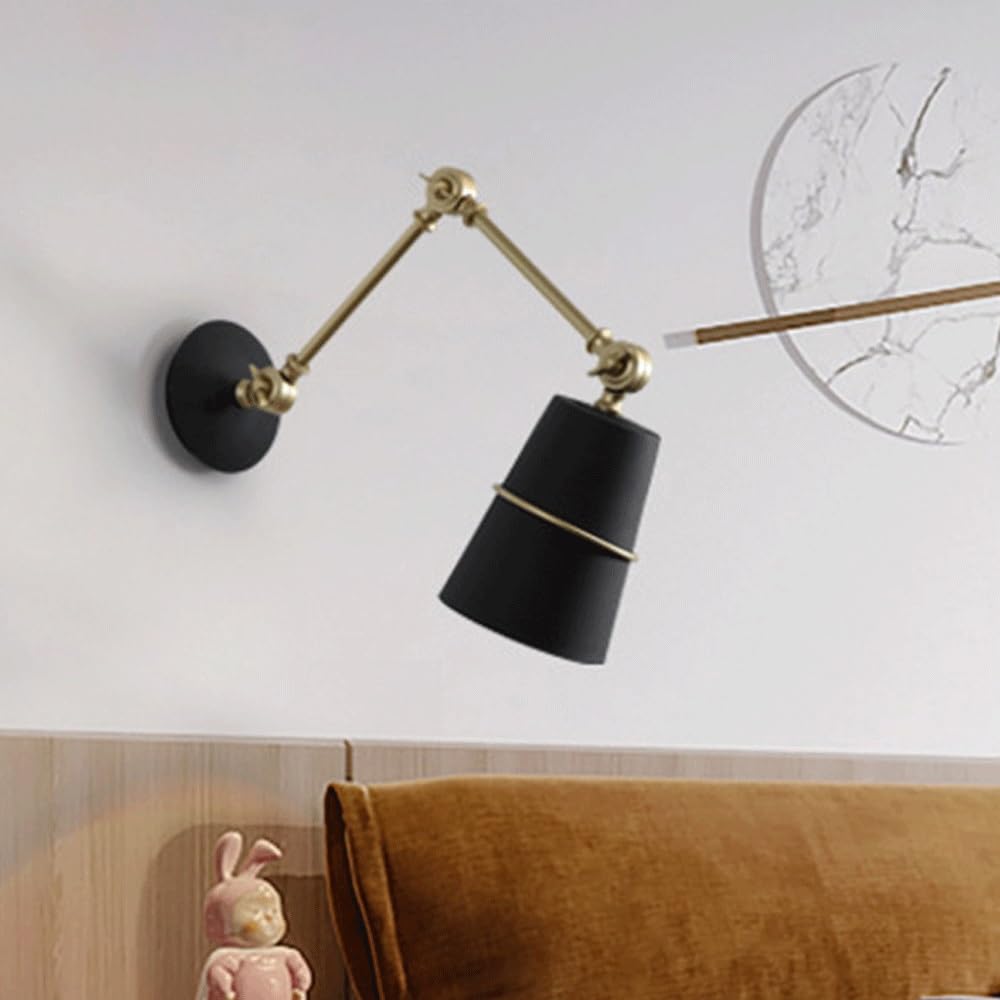 Genérico Aplique de pared de brazo largo giratorio nórdico
