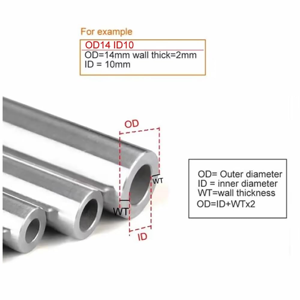 Tubo de acero al carbono redondo hueco sin costura de precisión, diámetro exterior de 15/16/17 mm, longitud de 500 mm, laminado en frío, acabado pulido.(15x10mm)