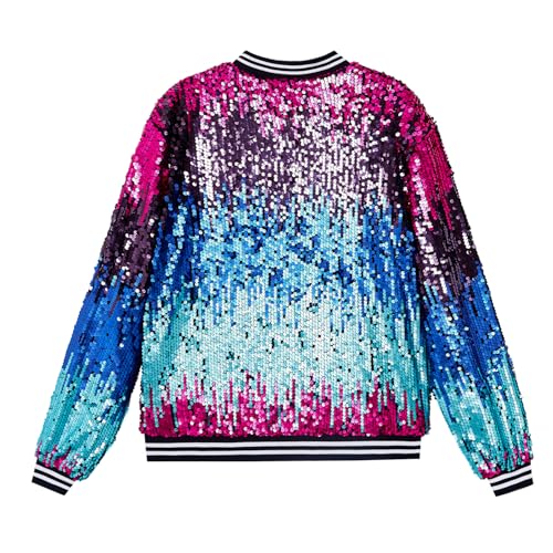 Image of YIYI Mens Sequin Jacket Bomber Sparkly Striped Varsity Glitter Jacket Male Party Outwear Coat Birthday Holiday Clothes