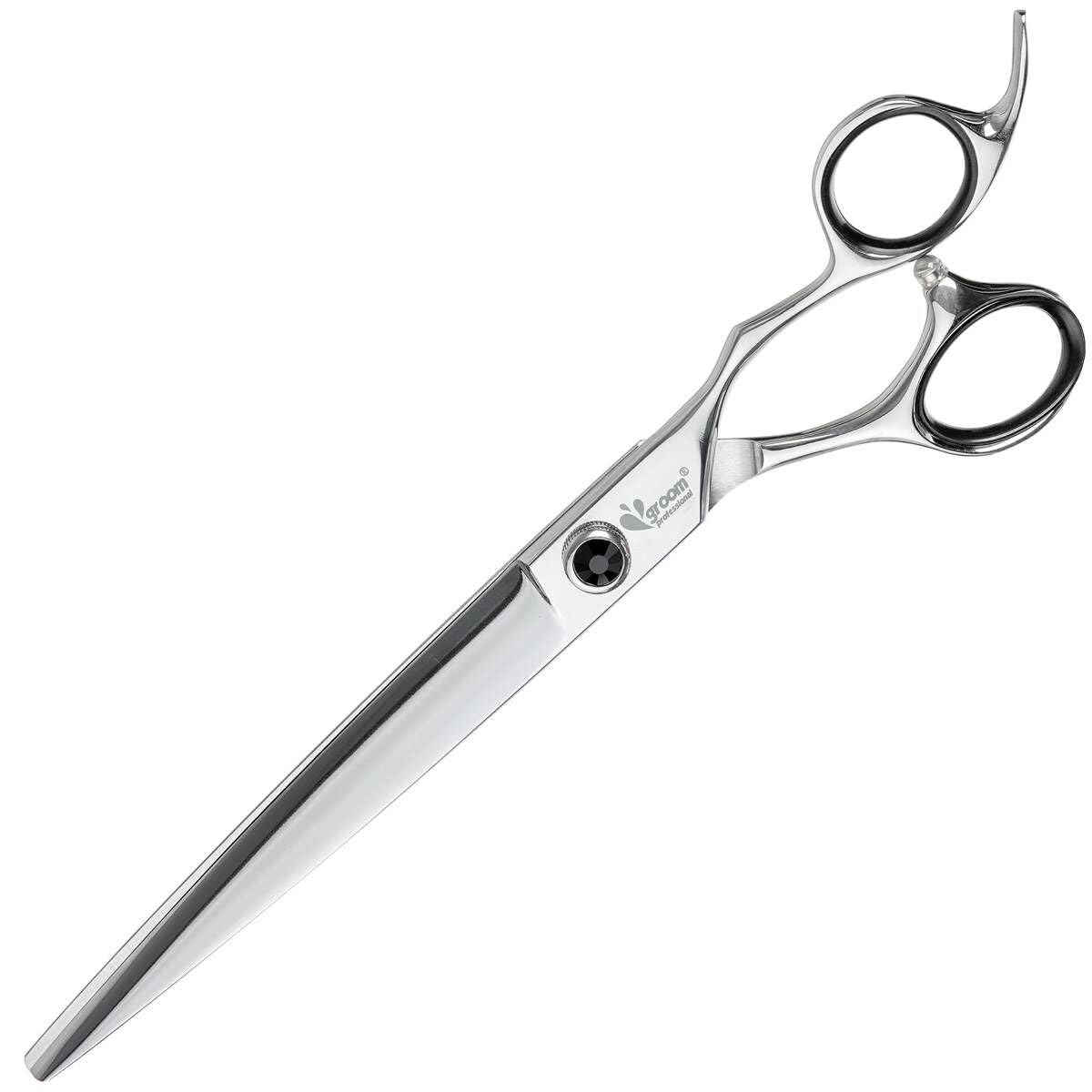 Groom Professional Silver, Black Artesan Straight Dog Grooming Scissors - Professional Hair Scissors - Japanese 440C Steel - Razor Sharp Blades - Perfect For A Smooth & Professional Cut, 7 Inch