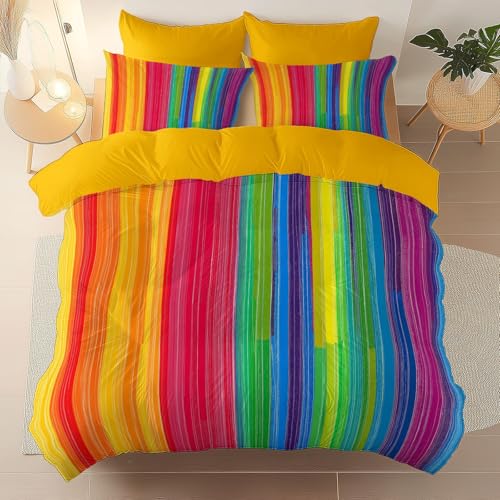 Housse de couette 200x200 cm brossée réversible avec taies - 2