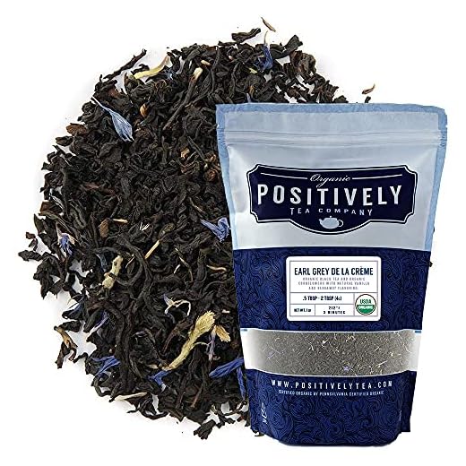 Organic Positively Tea Company, Earl Grey De La Crème Black Tea, Loose Leaf, 16 Ounce