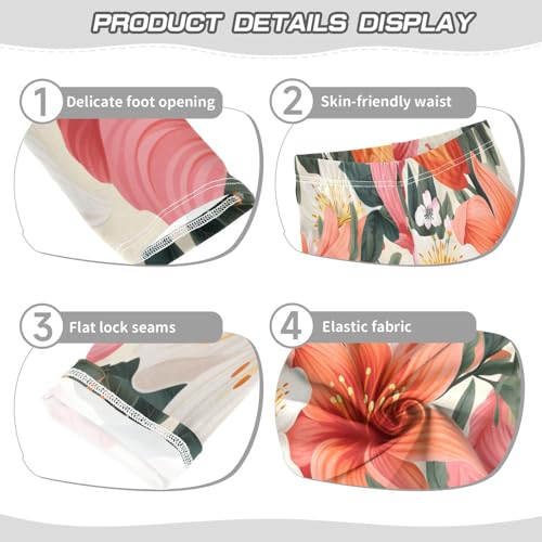 Bolaz Toddler Girls Leggings Printed Yoga Pants Leggings White Pink Orange Flower for Kids3