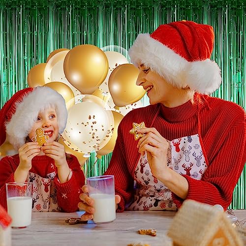 Image of 2 Pack 3.28 ft x 6.56 ft Green Tinsel Curtain Party Backdrop Decorations, Metallic Foil Fringe Backdrop Door for Halloween, Christmas, Birthday Graduation Wedding Party Streamers Photo Backdrop.