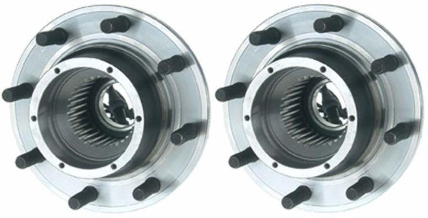 Image of TRQ 2 Piece Front Rear Wheel Bearing & Hub Assembly Set 4WD Compatible with 2005-2009 Ford F-250 Super Duty 2005-2010 F-350 Super Duty