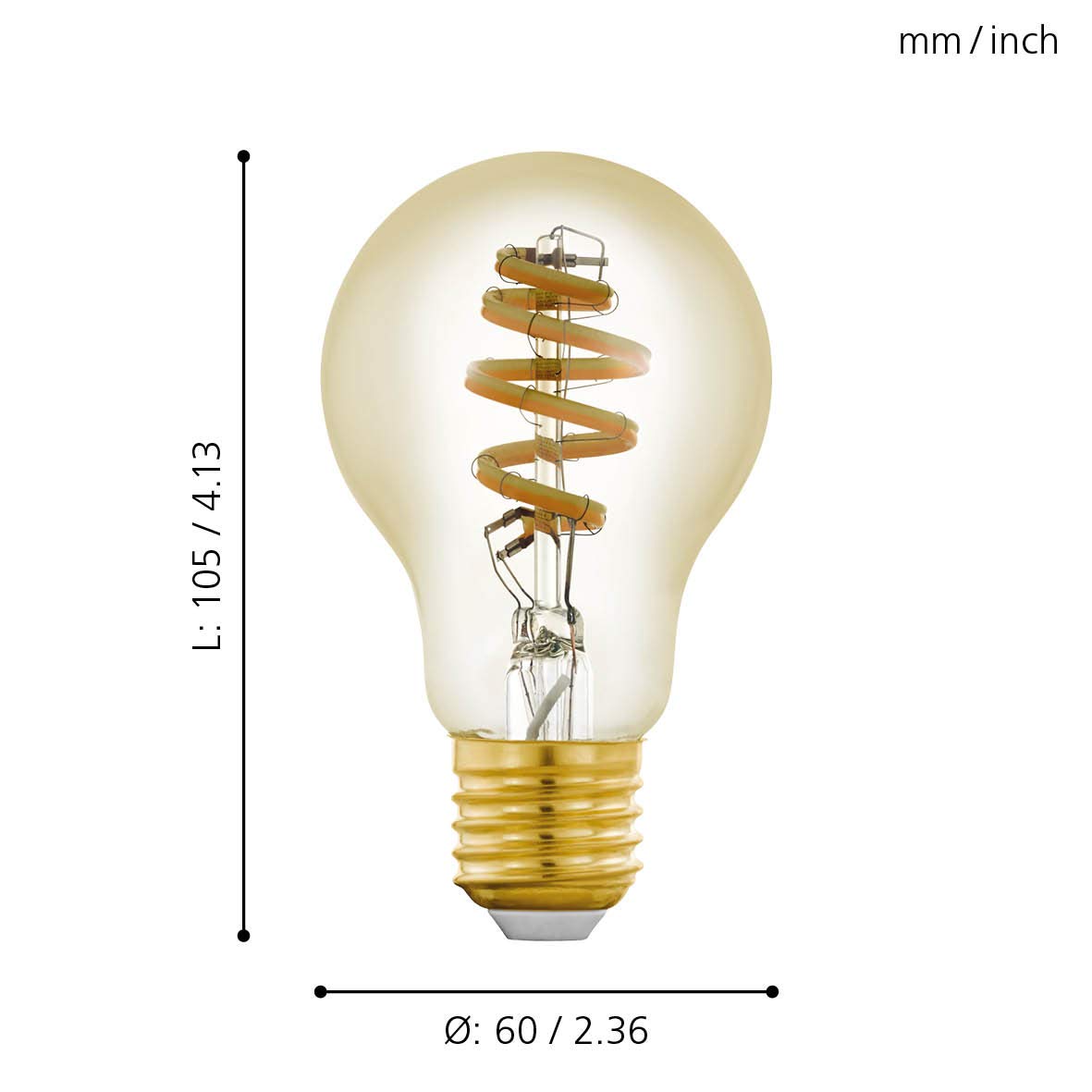 EGLO Connect 12578 LED E27 Light Bulb, Smart Home Vintage Light Bulb, Spiral LED 5.5 Watt, 400 Lumen, E27 LED Dimmable - Image 2
