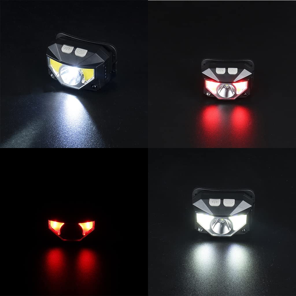 Latarka Na Głowę, Akumulator USB Czujnik Ruchu Super Jasny Latarka Czołowa Nastawny Lampa Robocza Przenośny 2-pak Latarka Czołowa LED Do Biwakowania, Wędrówek, Wędkowania, Pracy, Biegania