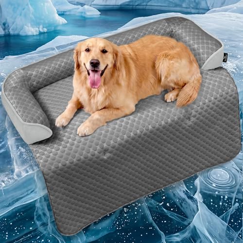 blunique Calming Large Dog Couch Bed, Waterproof Memory Foam with Durable Fluffy Fuzzy Mats...