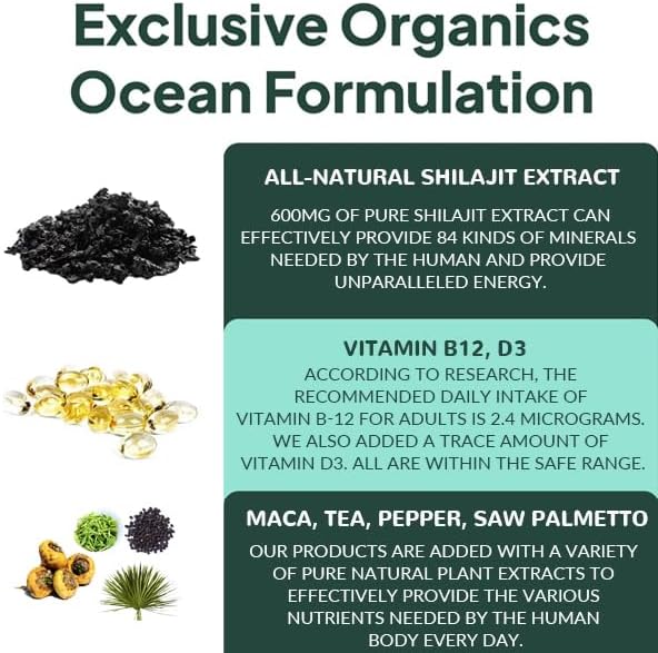 Miniatura 4 de Shilajit Gummies - Manera prémium de equilibrar las hormonas, aumentar la energía celular y vencer la fatiga, suministro para 30 días, sin gluten,