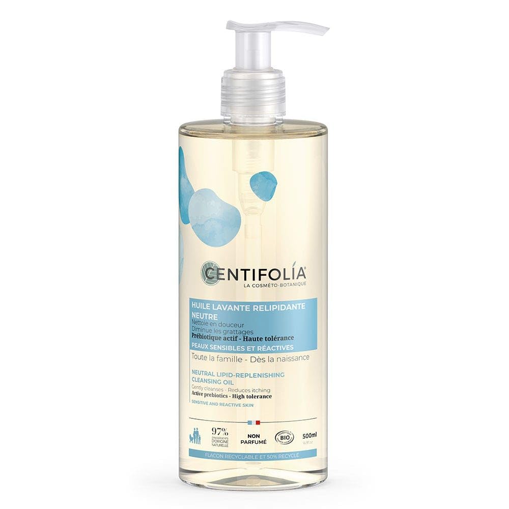 Centifolia - Huile Lavante Relipidante Neutre - 500 ml - Diminue Les Grattages - Peaux Sensibles - Toute La Famille - Dès La Naissance