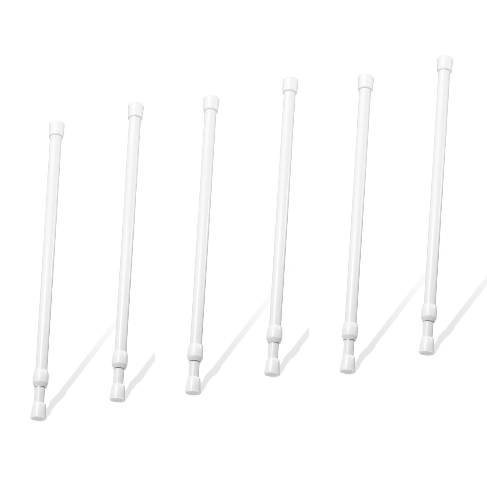 6PCS 84-150cm Curtain Poles Telescopic Tension Curtain Rail No Drill Adjustable Tension Rod Shower Rail Curtain Pole for Kitchen Cupboard Bathroom Window (6PCS White, 84-150cm)