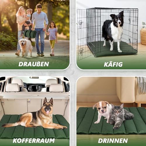 Lohofrnny wasserdichte Hundematte 110 x 68cm, Verdickung Komfort und Weiches Waschbares Reisedecke für Hunde, Faltbar Tragbare Hundekissen für Reise Camping Outdoor (Olivgrün)