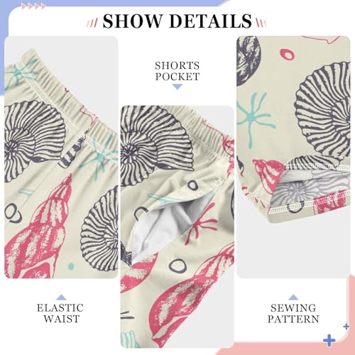 ZZKKO Sea Shells Beige Boys Pants for Kids Jogger Pants with Pockets S-XL4