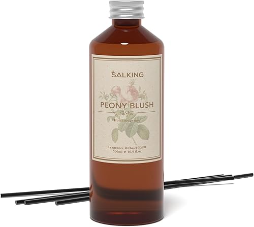 Repuesto de difusor de varillas de peony rubor, difusor de varillas de aceite esencial natural, 17 onzas líquidas, fragancia fresca y duradera,