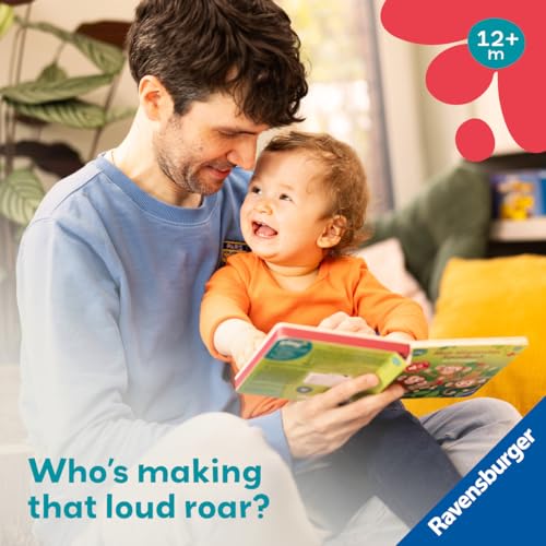 Ravensburger Play+ Shh… Who’s there? Jungle Animals (My First Seek and Find Sound Book), Baby book 12+ months: Search and find