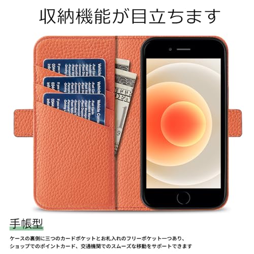 Kahper iPhone SE ケース 手帳型 第2世代 第3世代 薄型 iPhone se3/se2 ケース 手帳型 メンズ iPhone8 iPhone7 手帳ケース スマホケースse 携帯カバー PUレザー 耐衝撃 耐摩擦 全面保護 アイフォン se3 カバー テチョウガタ マグネット式 カード収納 スタンド機能 手触りが良い 人気 上質 4.7インチ対応 ネイビー