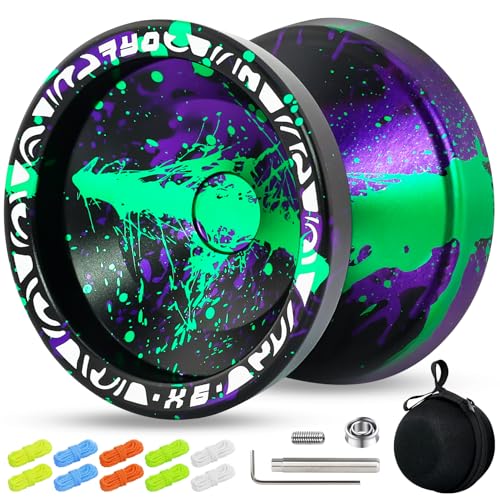 X6 Dual Function Responsive Yoyo for Kids, Professional Yoyo Unresponsive Metal Trick Yo-Yo for Adults with Yo Yo Bearing Kit, 10 Strings, Case