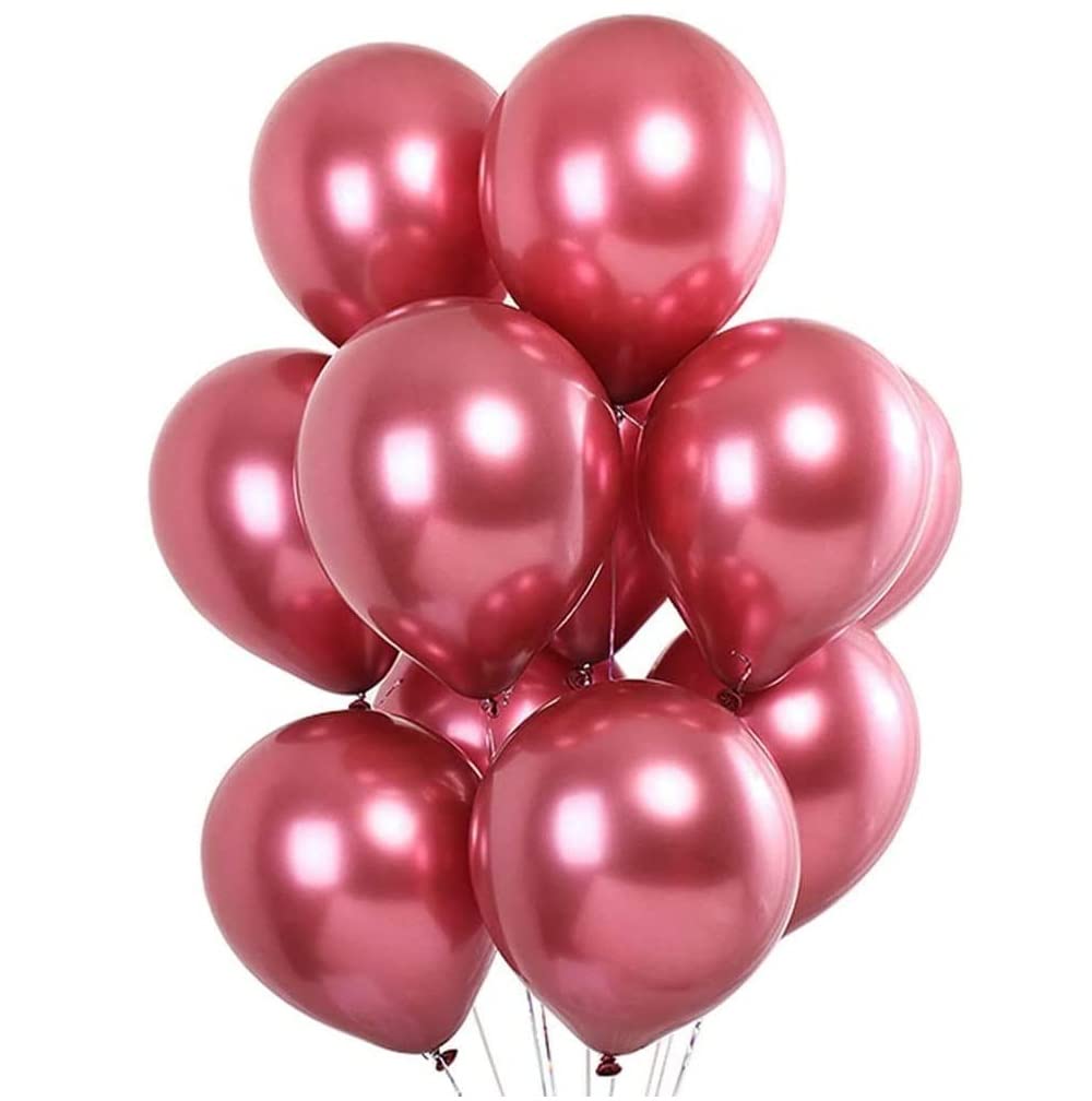FI - FLICK IN Latex 50 Pcs Rose Pink Chrome Balloons for Birthday Anniversary Party Girl Theme Metallic Latex Balloons Shiny & Sturdy Balloon Wedding Party Occasion (Pack of 50, Rose Pink)