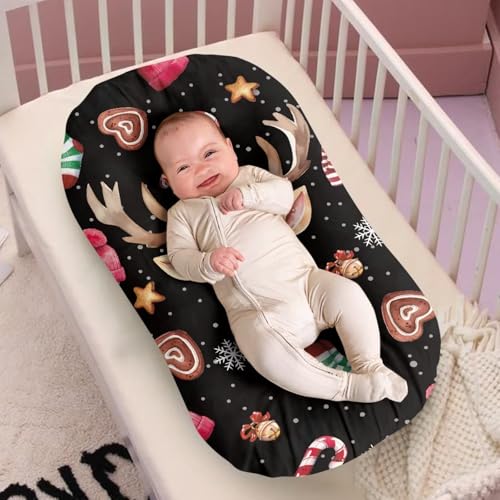 Image of ZOUTAIRONG Christmas Sheetsack Bassinet Sheets Neutral Unisex Fitted Christmas Elk Baby Bassinet Sheets Set for Standard Bassinets for Baby Boys or Girls