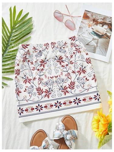 Milumia Women's Boho Floral Print Mini Skirt High Waisted Summer Bodycon Skirts3