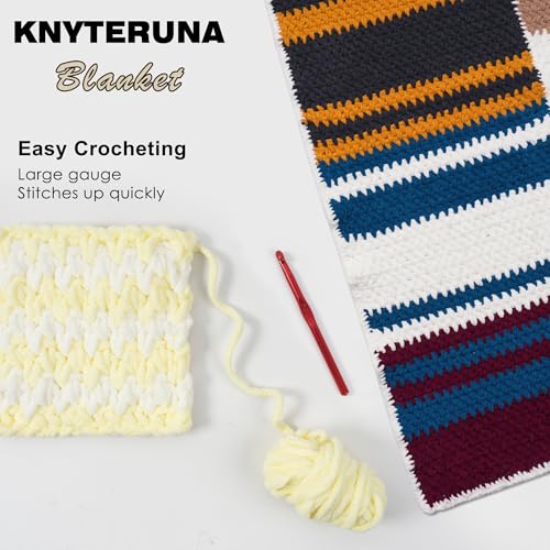 Image of #6 Super Bulky Blanket Yarn for Crocheting - 4 Skeins(Each 10.5oz /300g, 220yds /201m), Chunky Chenille Thick Plush Big Soft Yarn for Crocheting Knitting Blankets, Light Yellow