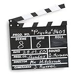 regieklappe digital Schwarze Filmklappe mit englische, weißer Beschriftung als echte Film Requisite.