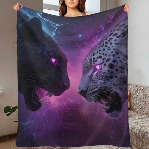 Panther Flanelldecke Weich Warm Flauschig Neon-Leopard Kuscheldecke Für Bett Sofa Für Teens Erwachsene 40