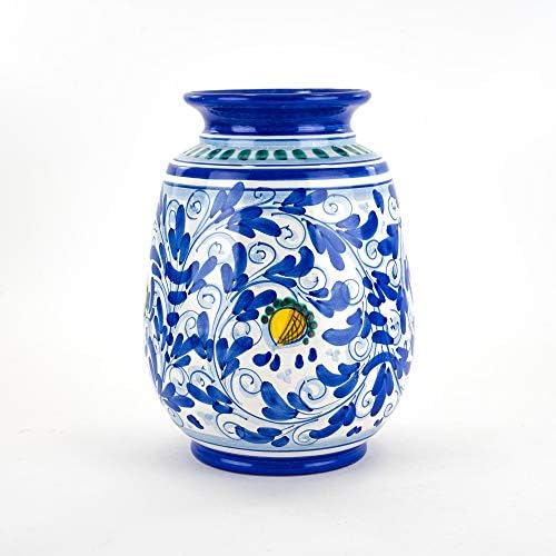 Vase décoratif bleu en céramique sicilienne décoré à la main