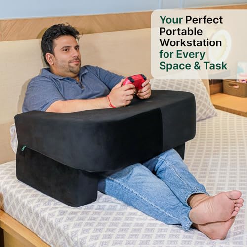 The White Willow Lapdesk Pillow for Laptops, Study, and Reading- Hard Foam Lap Desk Pillow-Ergonomic Design Gaming Pillow, Arm Rest & Reading Pillow- Perfect for Bed, Floor & Sofa- Black - Image 4