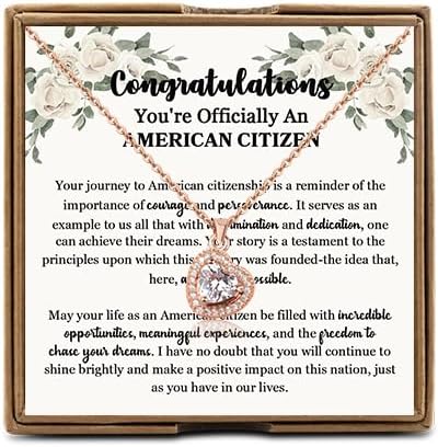 OKEYCH US Citizenship Gift Immigrant Citizenship Necklace New US Citizen Jewelry Naturalization Ceremony Gift