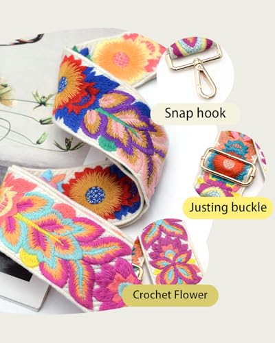 Image of Embroidered Purse Straps Replacement Crossbody Wide Adjustable Bag Straps