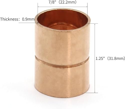 Miniatura 2 de Acoplamiento recto Accesorios de cobre 78 pulgadas Tubo de cobre Soldadura Junta Adaptador para HVAC Aire Acondicionado Paquete de 2