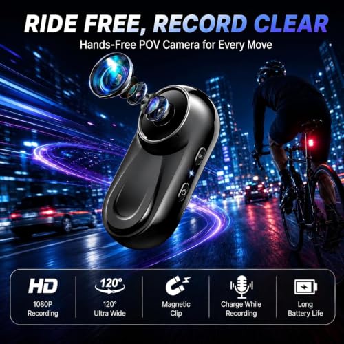 Image of Mini Body Camera 1080P, 512G Thumb Action Camera, Tiny Size, Mount Anywhere, Portable Sports Cam with Magnetic & 360 Clip, Hands-Free Recording for Motorcycle /Sports /Bike /Pet (SD Card Not Included)