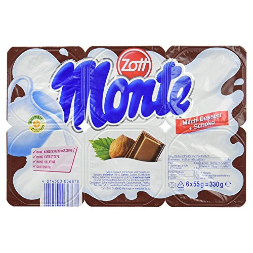 Zott Monte Schoko und Haselnuss, 6 x 55g