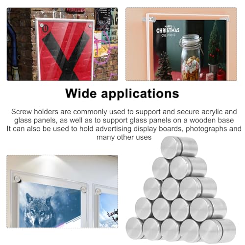 Gueenky 20 Stück Abstandshalter Edelstahl Werbeschraube, 19x20mm Werbung Schrauben Glas Abstandshalter Schilderhalter, Wandabstandshalter Schilder Schraube für Montieren Befestigung Glas Spiegel