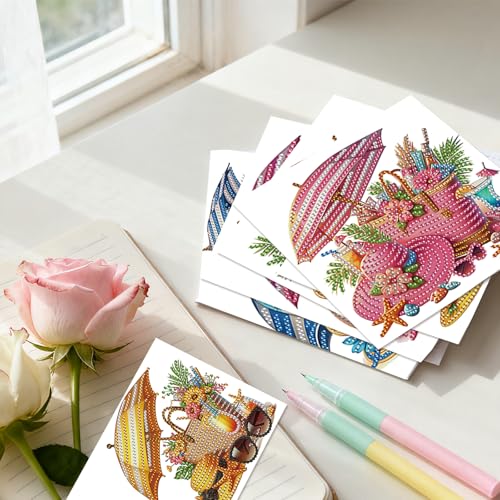 Image of 24 Pack DIY Diamond Art Greeting Cards Surprise, 5D Diamond Painting Card Kit with Envelopes for Adults, Handmade Crystal Rhinestone Art Card Craft Gift, Diamond Art Birthday Christmas Thank You Cards
