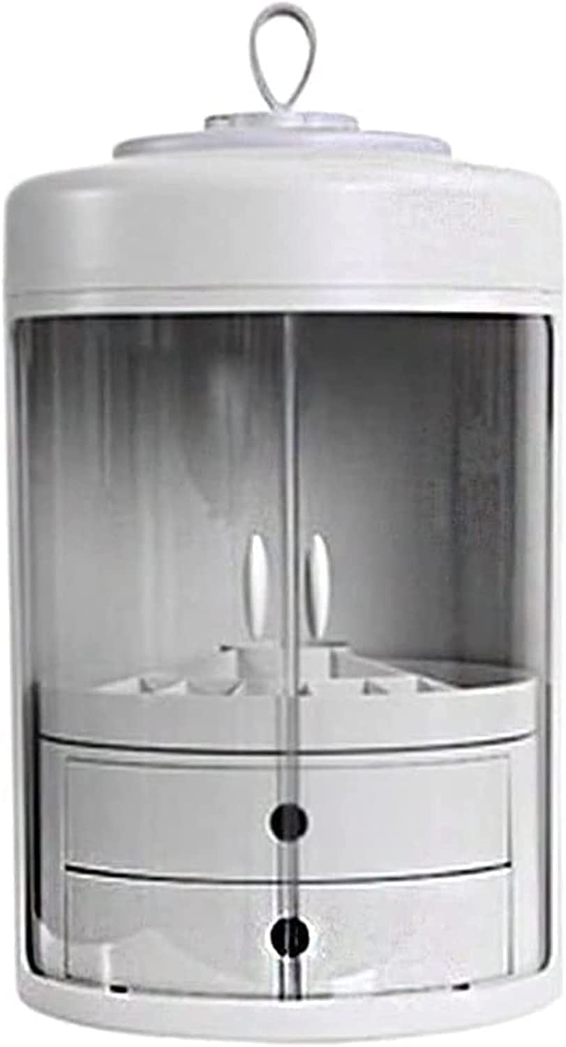 Makeup Storage Organizer Portable Cosmetic Storage Box Skin Care Product Storage Box Creative Rotating Storage Box Suitable for Bathroom Bedroom Dresser Cosmetic Organizer (Color : White)