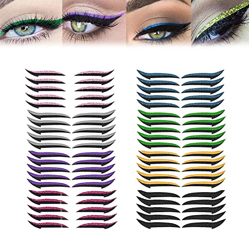 Cvzn 80 Pairs Reusable Stick On Eyeliner - 2023 Stick On Eyeliner Strips, Stick On Glitter Eyeliner, Stick On Eye Liner, Stick On Eyeliner Glitter (40 Pairs) #TOP29