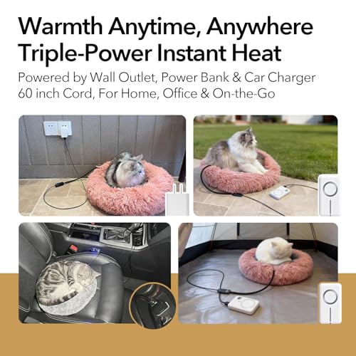 GooCare USB Pet Heating Pad – Turns Any Pet Bed Heated (Use Inside Bed), 5V/2A Required, 5-Temp & Timer, 140°F Auto Shut-Off, Waterproof Warmer for Cats/Dogs, Power Bank/Wall/Car Powered (8\"x11.5\")