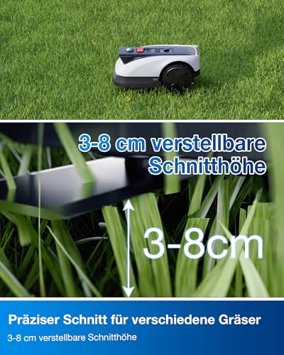 ECOVACS Goat O500 Panorama Mähroboter ohne Begrenzungskabel, 500 m², Auto-Kartierung Rasenmähroboter, Setup-frei, LiDAR-unterstützte visuelle Navigation, passiert 0,7m Engstellen, Logischer Schneiden