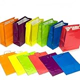 Adorox 12 Assorted (13" h x 10" w x 4 1/2" d) Bright Neon Colored Party Present Paper Gift Bags Chri