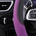 CAR PASS Rhombus Leather Universal Steering Wheel Cover, Fit for Suvs,Trucks,Cars,Sedans,Vans (Black&Dark Purple)