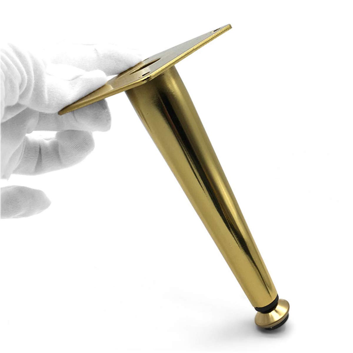 Piedini di Supporto in Metallo Regolabili di Ricambio per Gambe affusolate Dorate per Divano, Mobile TV, Tavolo, Altezza 0,1 cm, Dritti, 35,5 cm