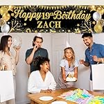 Personalized Birthday Banner for Party, with Name & Ages Option-Custom DIY Alphabet & Numbers Stickers Birthday Party Backdrop Indoor/Outdoor Celebrations (Black Gold) - Image 4